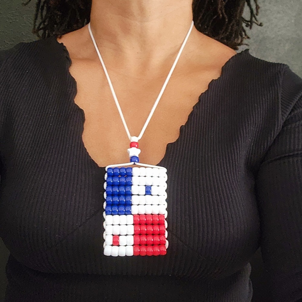 Panama Flag‎ Car  Mirror Danglers/Necklace. Mini Beaded Flag 2.5" x 3".
